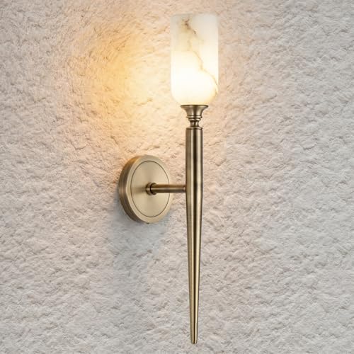 Aged Brass Alabaster Wall Sconce 1 Pack