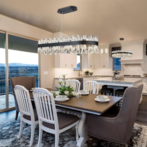 Modern Black Crystal Chandelier for Dining Room