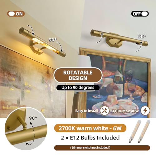 Brass Vintage Picture Light Hardwired