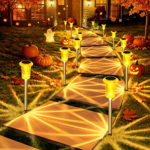 Solar Halloween Lights Outdoor 10 Pack Fall Decorations for Home (10 Count)