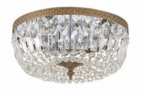 3 Light Spectra Crystal Olde Brass Flush Mount