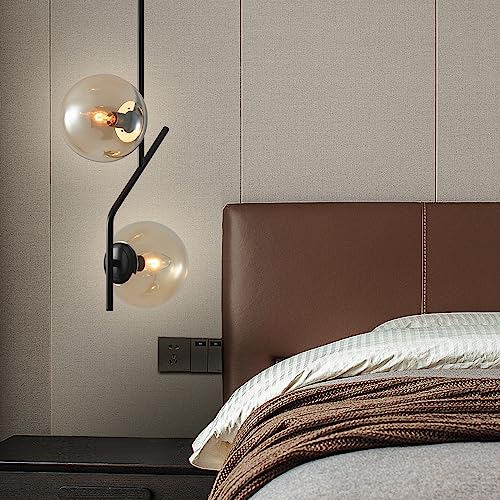 Lighting Pendant Light with Amber Glass Lampshade Mid Century Pendant Light Fixture Modern Chandelier for Kitchen Island