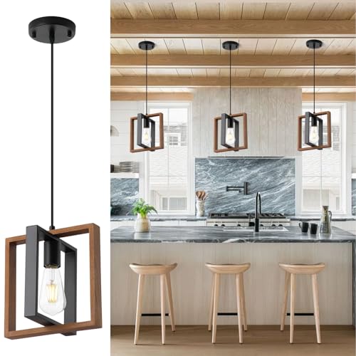 Wood Pendant Light Kitchen Island Set of 3 (3 Count)