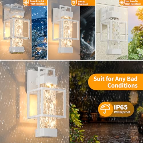 2 Pack White Dusk to Dawn Outdoor Porch Light Fixtures Wall Mount (2 Count)