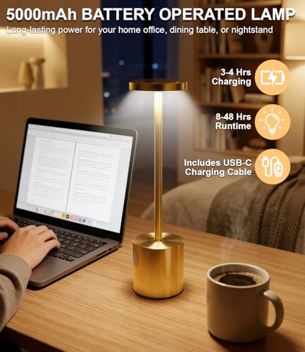 Gold Cordless Table Lamp Set