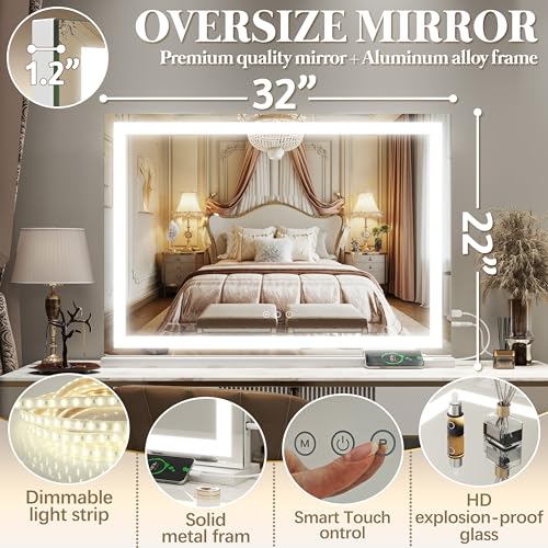 Vanity Mirror with Lights 32"x22"