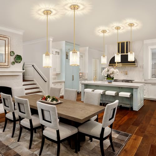 3 Pack Brushed Brass Pendant Lights Over Island Kitchen Light Fixture (3 Count)