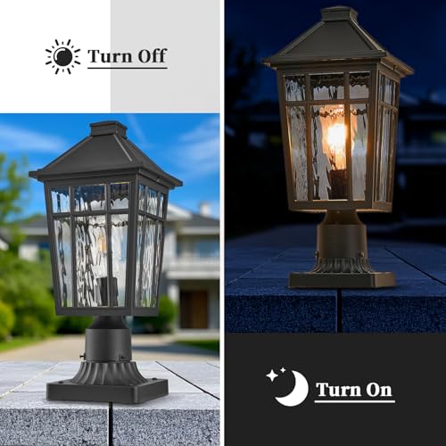 Outdoor Light Post Black Outdoor Post Light Fixtures Waterproof Aluminum Pillar Lights Outdoor 13.6 Inch Height 2 (2 Count)