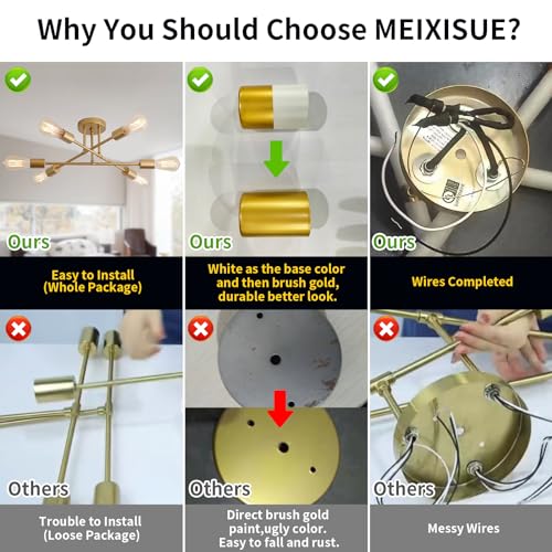 Gold Modern Sputnik Chandelier Ceiling Light Fixtures