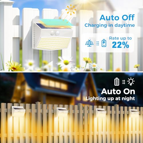 10 Pack Solar Motion Sensor Lights Outdoor Waterproof with 3 Modes