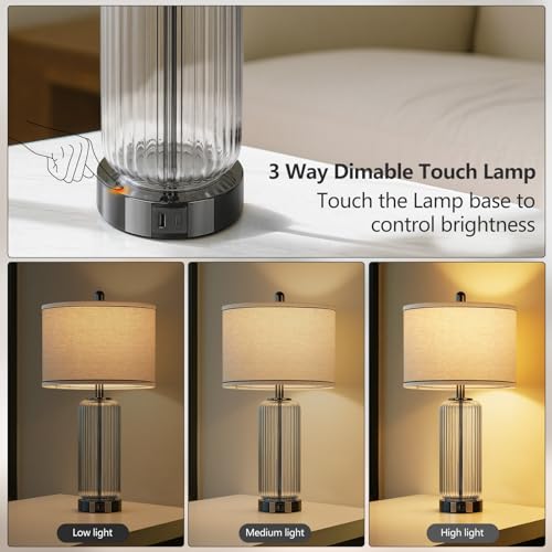 27" Black Glass Table Lamp (2 Count)