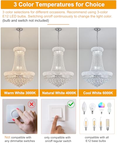 14 Lights Chrome Finish Empire Crystal Chandelier Lighting for Living Room Foyer Dining Room Hallway Entryway