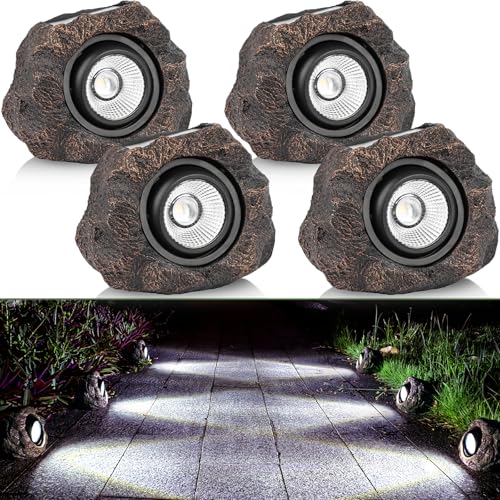 Solar Rock Lights Outdoor Garden Waterproof (4 Count)