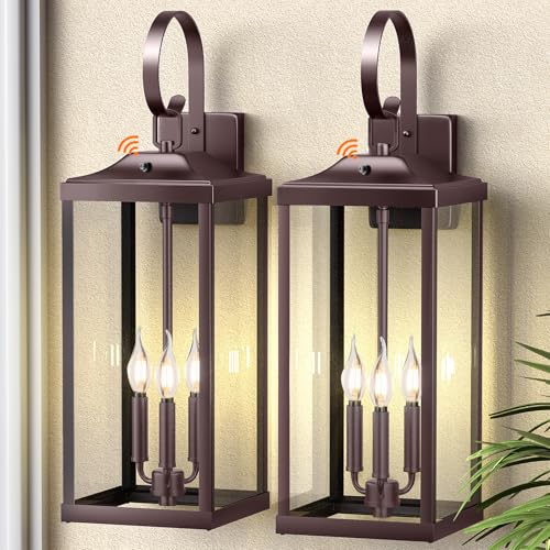 24" Extra Large Oil Rubbed Bronze Dusk to Dawn Outdoor Wall Lantern 3 (2 Count)