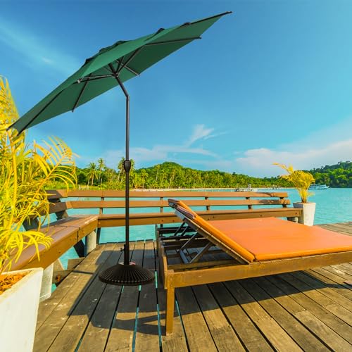 11FT Lyon Outdoor Patio Umbrella Outdoor Table Umbrella with Push Button Tilt and Crank Market Umbrella 8 Sturdy Ribs UV Protection Waterproof for Garden Deck Backyard Pool Dark Green