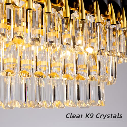 Modern Crystal Chandelier Black and Gold 10