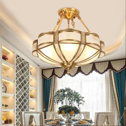 24 Inch Brass Flush Mount Chandelier