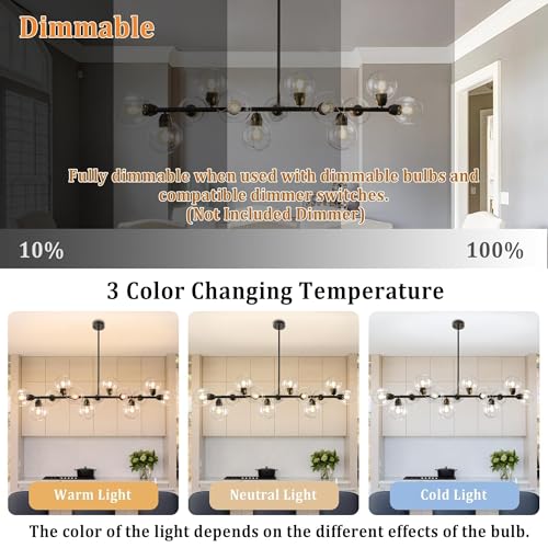 Modern Linear Chandelier Black 13 Light Sputnik Island Light