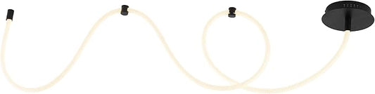 JONATHAN Y 55" Black Modern Minimalist Linear LED Flush Mount Light, 360° Adjustable Silicone Neon Rope, Dimmable Lamp for Bedroom, Living Room, Home Office (JYL7141B)
