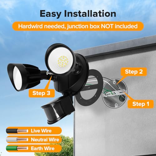 2 Pack LED Security Light Motion Sensor Outdoor Lights