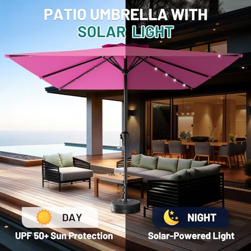 8' X 10' Rectangular Patio Umbrella with Solar Lights