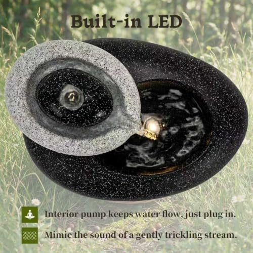 Tabletop Waterfall Fountain Rock Style Small 6.89" Relaxation Tabletop Fountain with Soothing Light for Office Home Decor
