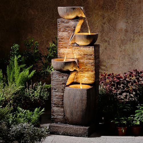 38.2" Tall Water Fountain Outdoor Garden Modern Fountains
