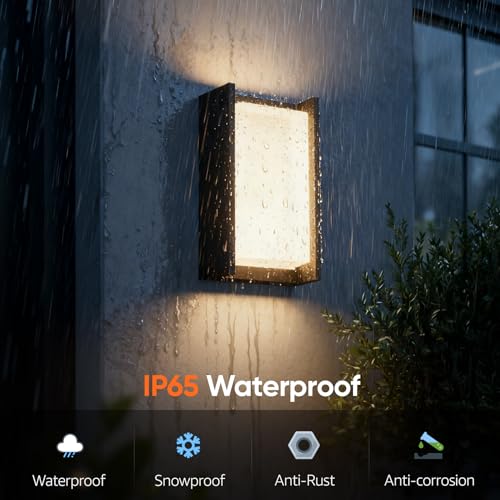 2 Pack Modern Outdoor Wall Light 24W 3000K Exterior Porch Light IP65 Waterproof Aluminum Exterior Lighting for Patio (2 Count)