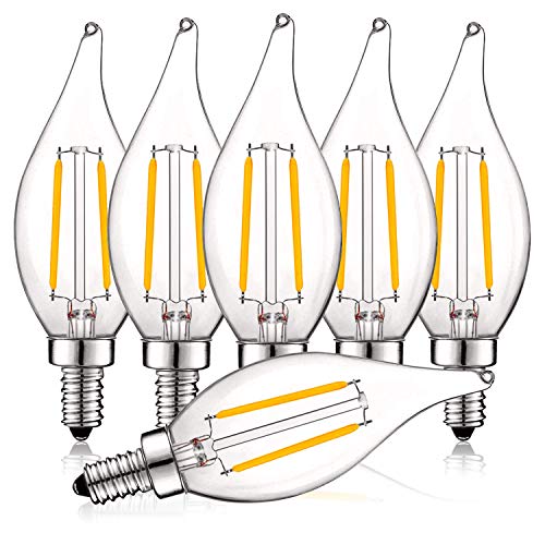 4W Vintage Candelabra LED Bulbs Dimmable (6 Count)