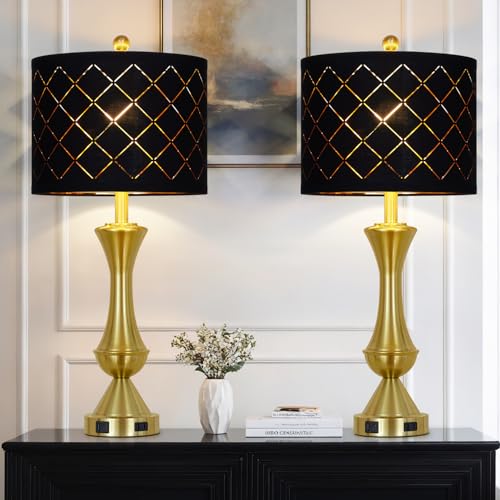 29" Gold Modern Table Lamps Set of 2 (2 Count)