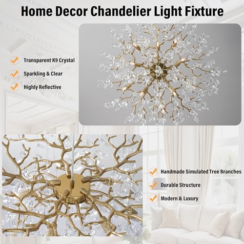 23.6" Modern Gold Tree Branch Chandelier