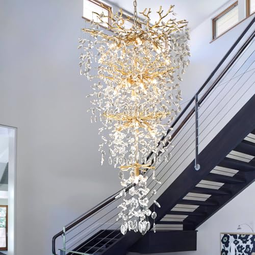 90'' Long Crystal Chandelier for High Ceilings