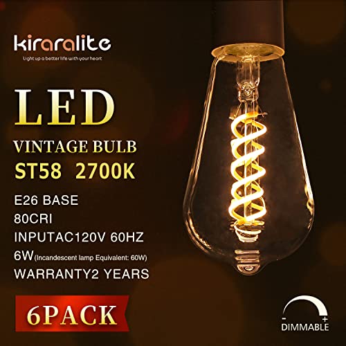 6 Pack ST19 ST58 Edison Bulb (6 Count)