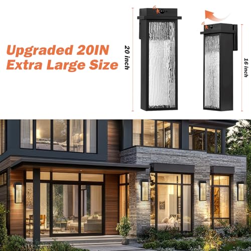 20” Large Motion Sensor Dusk to Dawn Porch Lights Outdoor 2 Pack (2 Count)