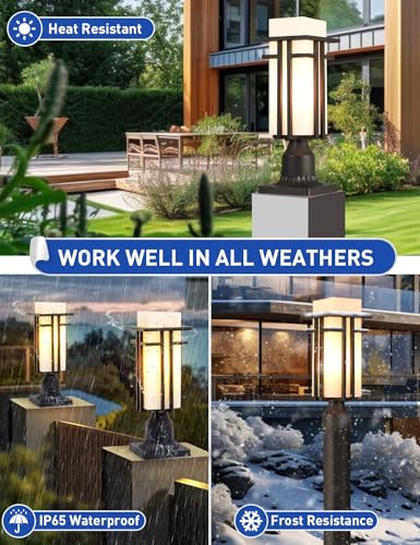 Outdoor Post Lights Waterproof Metal Frame with Milk White Frosted Glass Pier Mount Outdoor Lighting Fixtures
