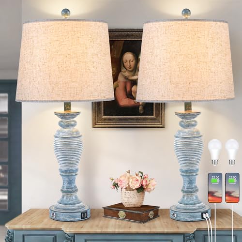 27.7” Farmhouse Table Lamps for Living Room (2 Count)