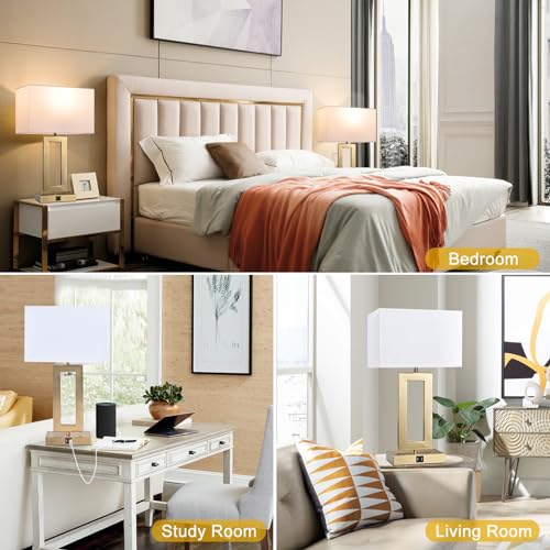 22’’ Set of 2 Touch Control Table Lamps w. 2 USB Ports (2 Count)