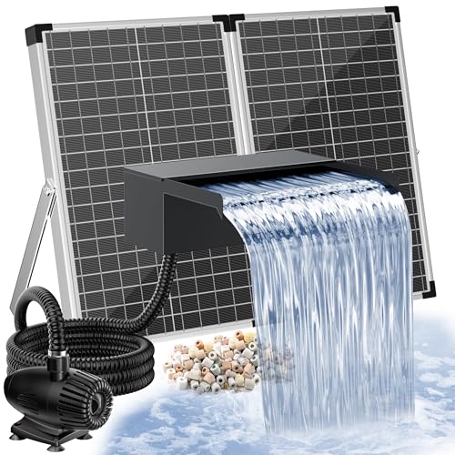 70W Solar Pond Waterfall Spillway with Fountain Pump