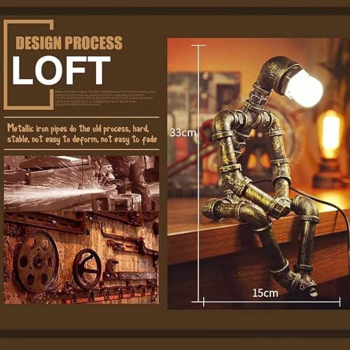 Creative Iron Robot Table Lamp Retro Robot Water Pipe Table lamp Bar Restaurant Cafe Steampunk Decoration