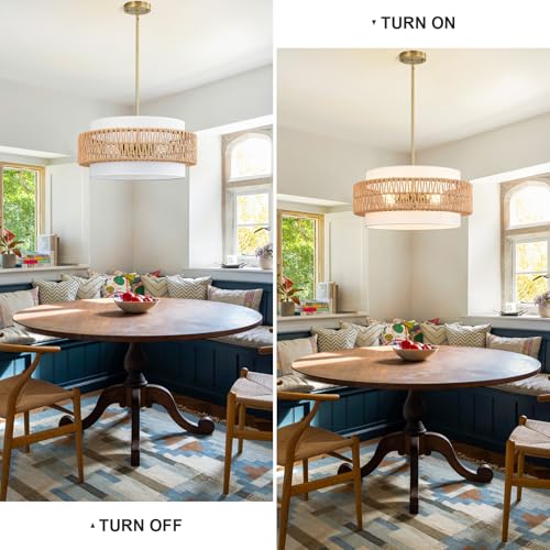 19.7" Rattan Chandelier for Dining Room