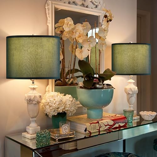 13" Medium Green Lamp Shades for Table Lamp Set of 2 (2 Count)