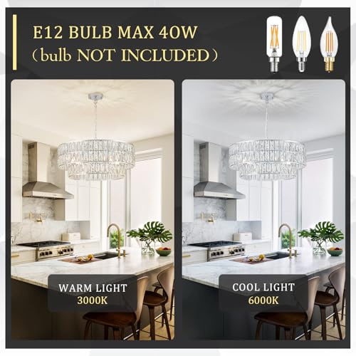 Chrome Crystal Chandelier 24" 8