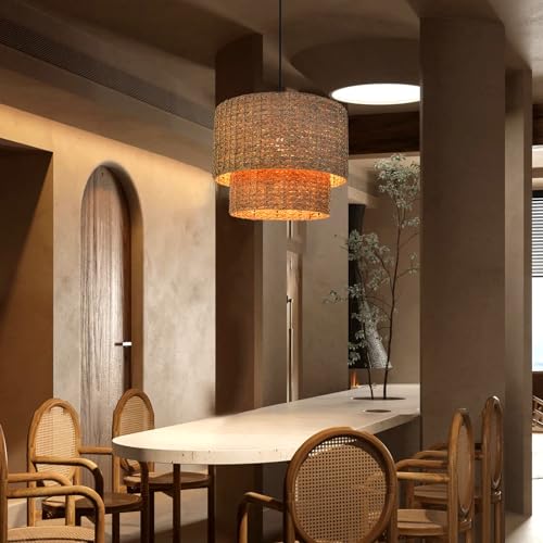 1 Light Rustic Woven Pendant Light