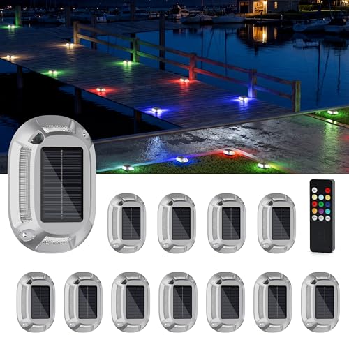 Solar Driveway Lights Dock Deck Lights with Remote 12 Pack (12 Count)