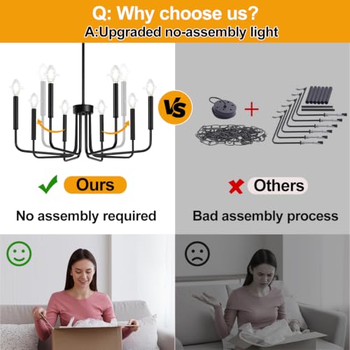 Black 8 Light Chandelier (8 Count)