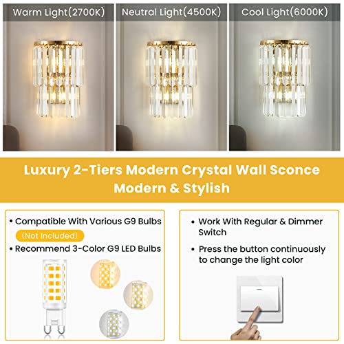 2 Lights Modern Crystal Wall Light