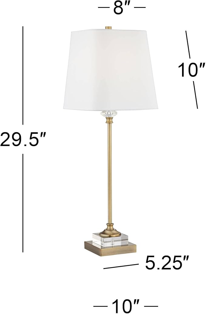 Regency Hill Julia 29 1/2" Tall Skinny Buffet Traditional Glam End Table Lamps Set of 2 Gold Clear Crystal Metal Living Room Bedroom Bedside Nightstand House Office Home Reading White Shade