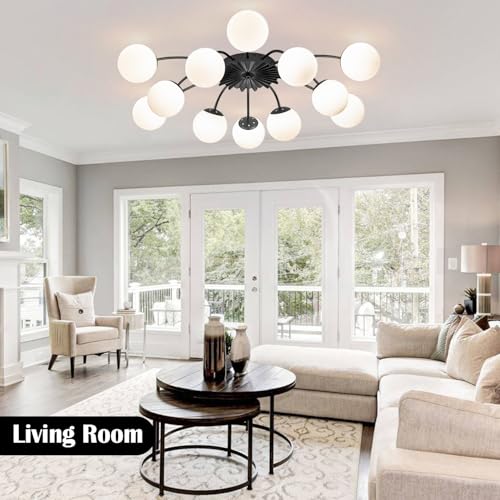 12 Light Milk Glass Pendant Light