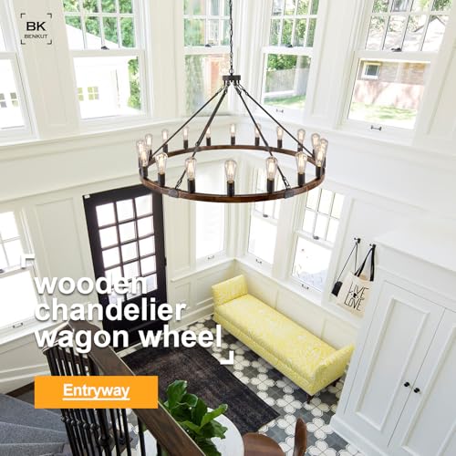 Farmhouse Wagon Wheel Chandelier 47" 18