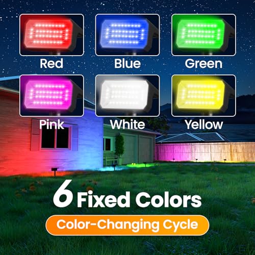 Color Changing Solar Spot Lights Outdoor 8 Pack (8 Count)